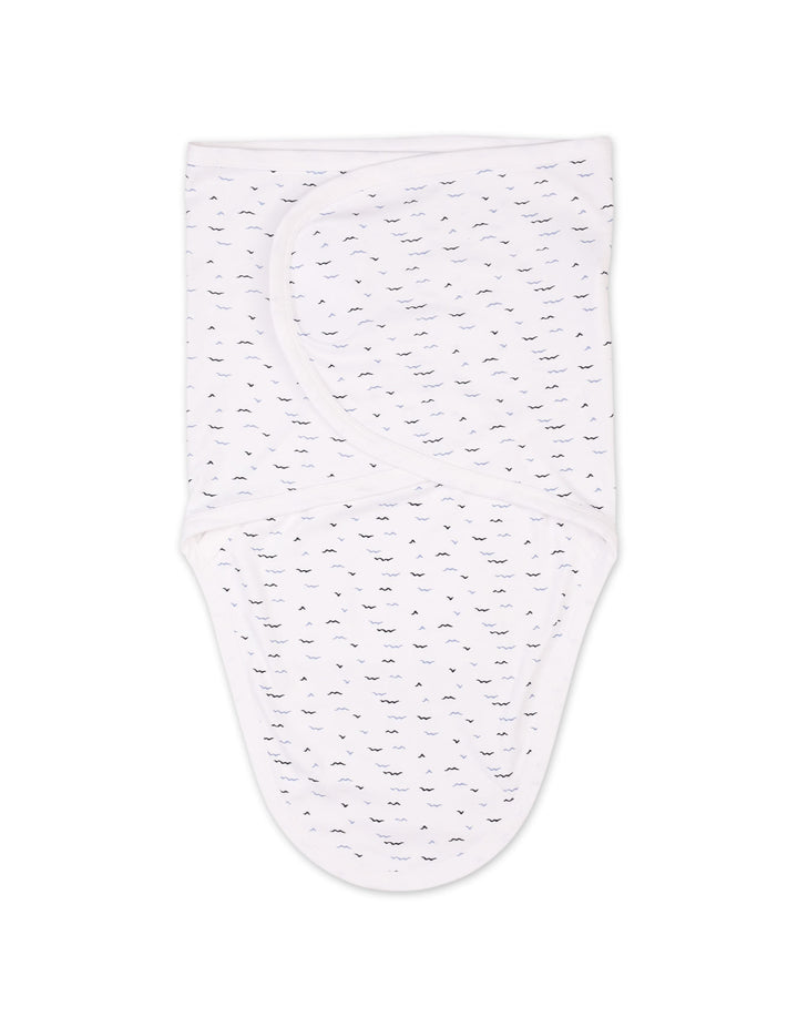 Newborn Boys Swaddling Sheet Bambies Ocean Birds Printed White at Zubaidas Online Pakistan