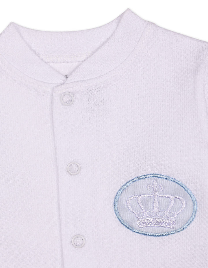 Newborn Boys Winter Romper with Cap Crown Applique White at Zubaidas Official Pakistan