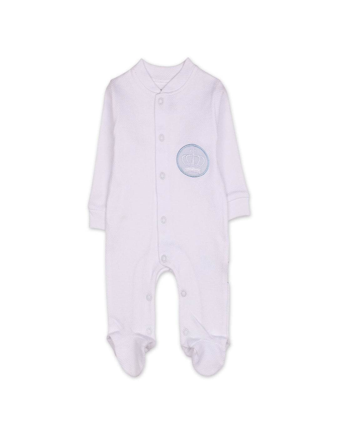 Newborn Boys Winter Romper with Cap Crown Applique White at Zubaidas Online Pakistan