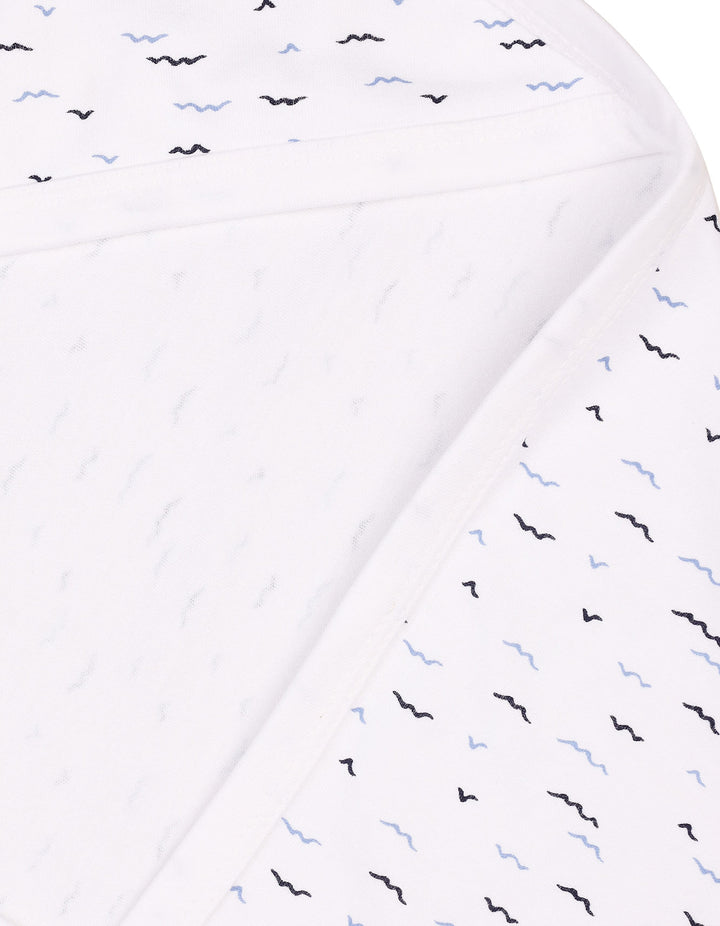 Newborn Boys Wrapping Sheet Bambies Ocean Birds Printed White at Zubaidas Official Pakistan