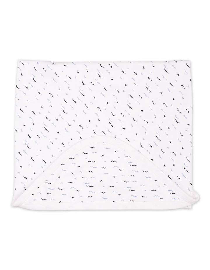Newborn Boys Wrapping Sheet Bambies Ocean Birds Printed White at Zubaidas Online Pakistan