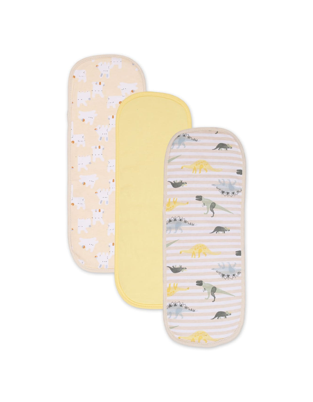 Newborn Burp Cloths Pack of 3 Dino Yellow at Zubaidas