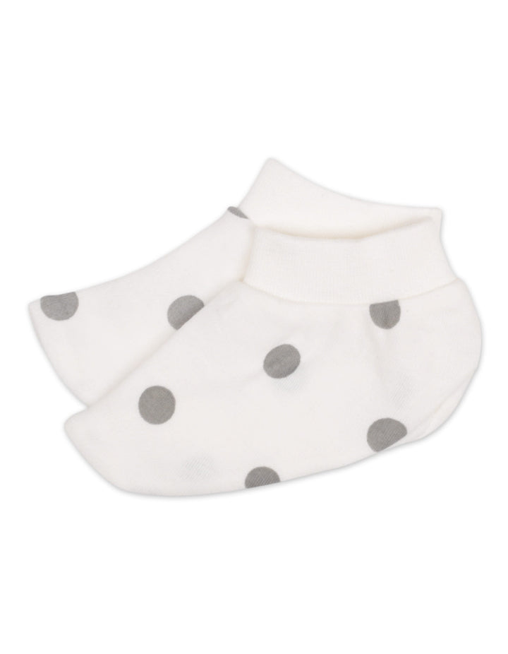 Newborn Cap Mittens and Booties Set Grey Polka Dots White at Zubaidas Best Online Baby and Kids Store in Pakistan