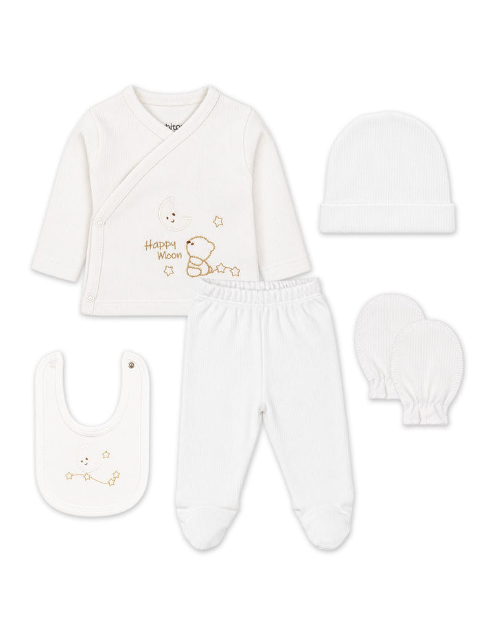 Newborn Clothing Gift Set 5 Pcs Happy Moon White at Zubaidas
