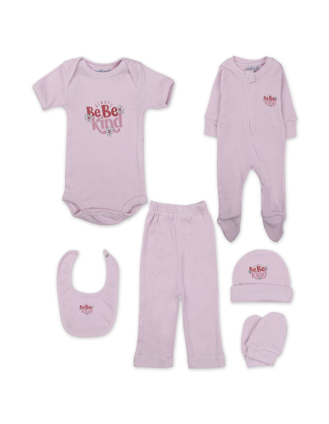 Newborn Clothing Gift Set 6 Pcs Always Be Kind Lilac at Zubaidas