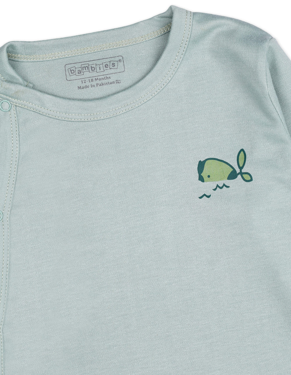 Newborn Footed Sleepsuit Bambies Whale Green at Zubaidas Official Pakistan