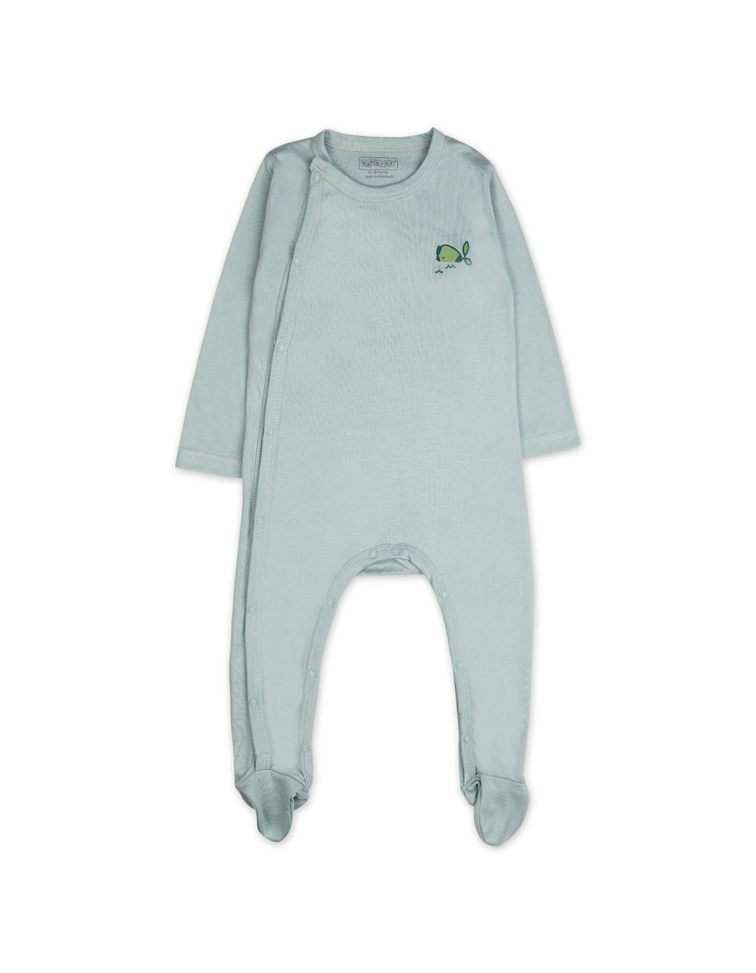 Newborn Footed Sleepsuit Bambies Whale Green at Zubaidas