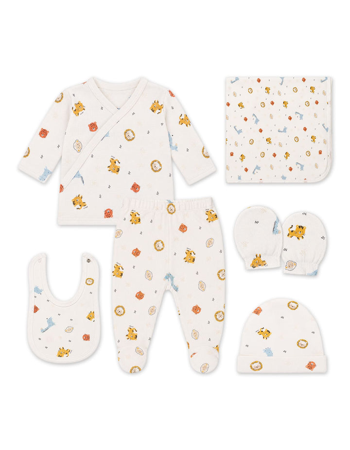 Newborn Gift Set 6 Pcs Safari Animal Off White at Zubaidas