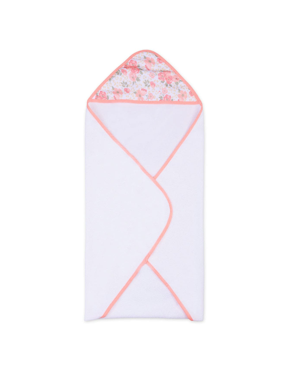 Newborn Girl Bath Towel and Washcloth Set Floral Peach and White at Zubaidas Official Pakistan