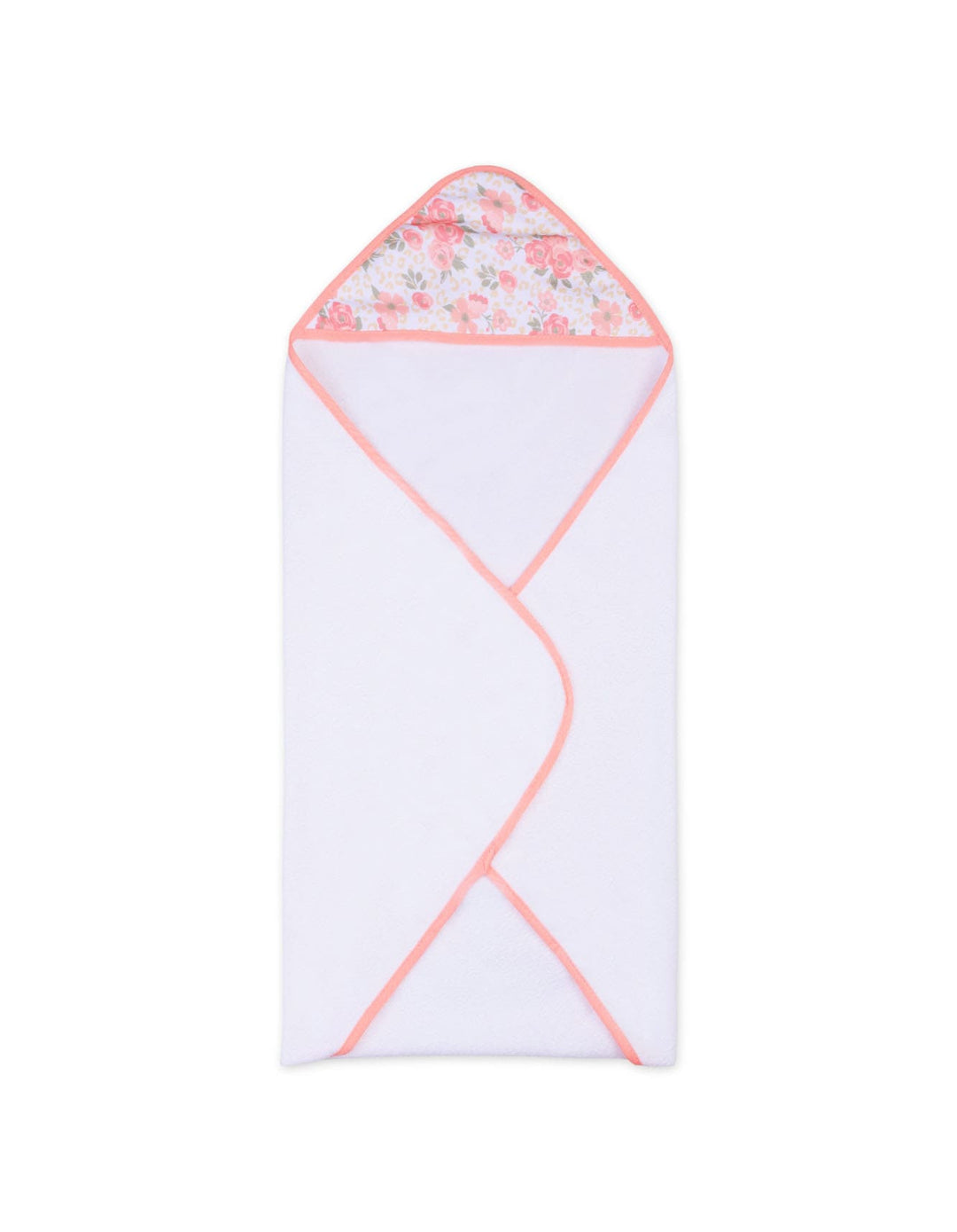 Newborn Girl Bath Towel and Washcloth Set Floral Peach and White at Zubaidas Official Pakistan