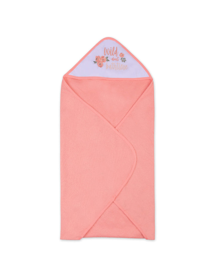 Newborn Girl Bath Towel and Washcloth Set Floral Peach and White at Zubaidas Online Pakistan