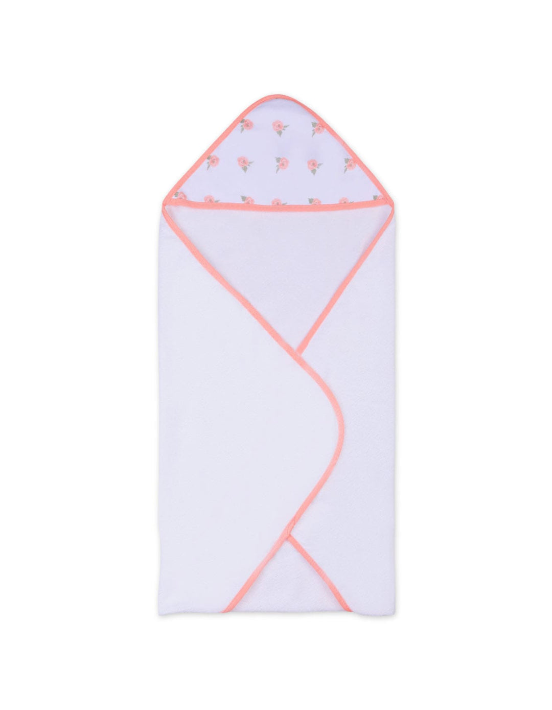 Newborn Girl Bath Towel and Washcloth Set Floral Peach and White at Zubaidas Best Online Baby Store in Pakistan