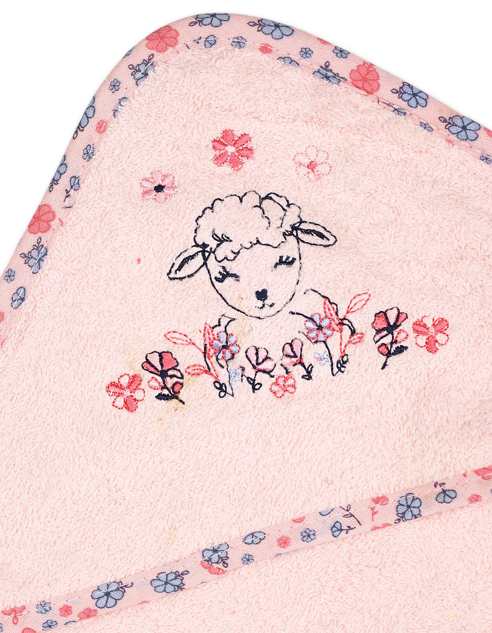 Newborn Girl Bath Towel Hooded Bambies Sheep Floral Pink at Zubaidas Official Pakistan