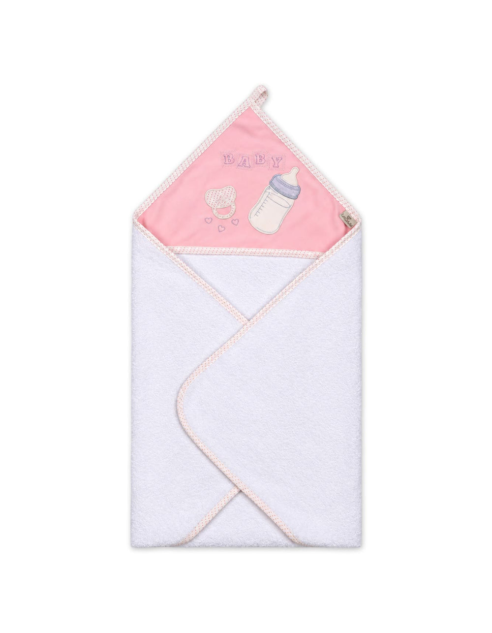 Newborn Girl Bath Towel Hooded White and Pink at Zubaidas Official Pakistan