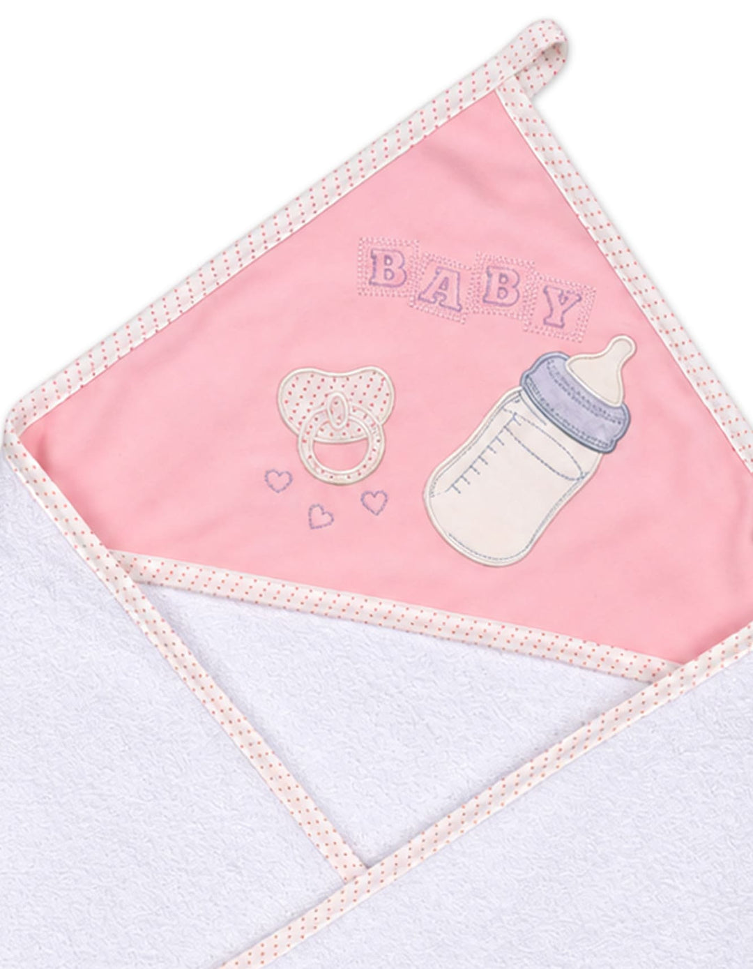 Newborn Girl Bath Towel Hooded White and Pink at Zubaidas Online Pakistan