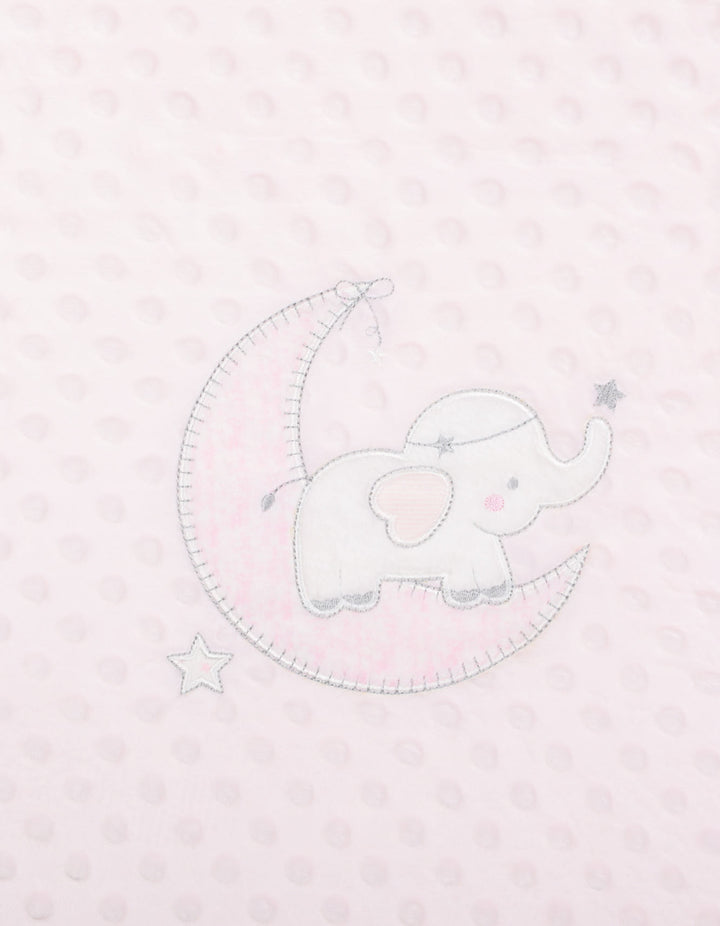 Newborn Girl Blanket Minky Dots Starry Elephant and Moon Pink at Zubaidas Official Pakistan