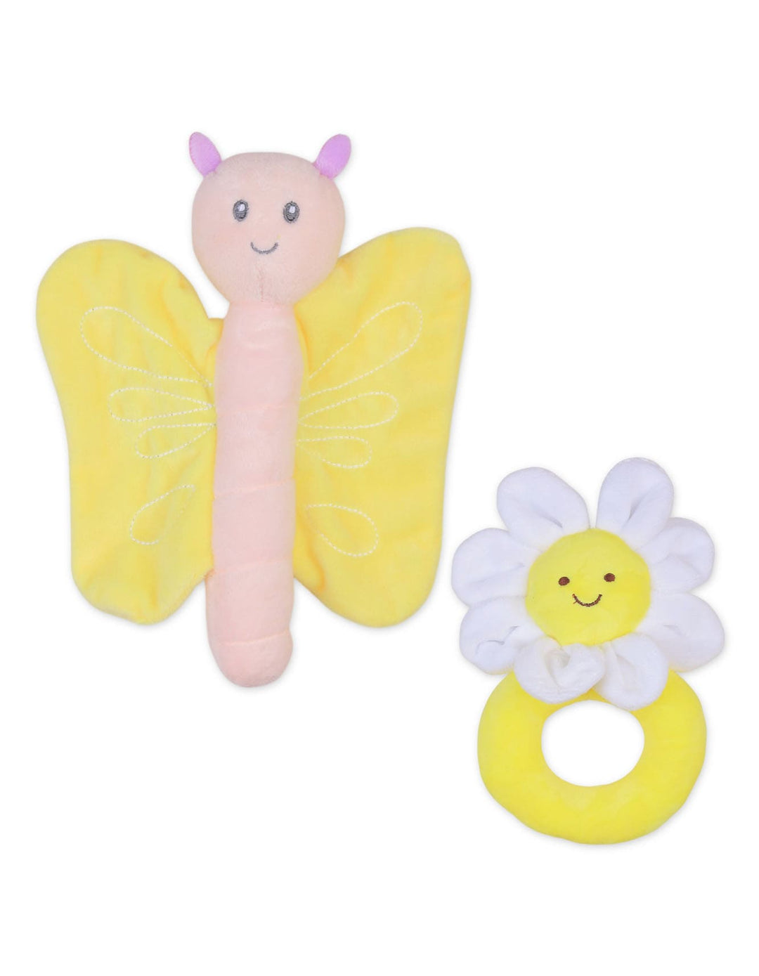 Newborn Girl Blanket Plush Rattle Toy Butterfly and Flower at Zubaidas