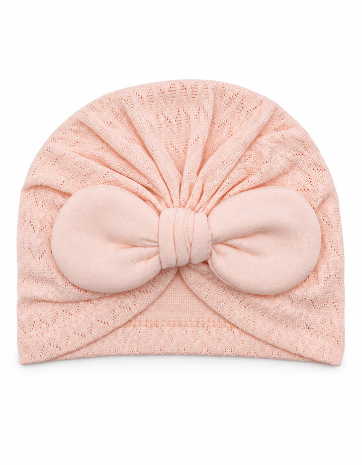 Newborn Girl Cap Bow Pink at Zubaidas