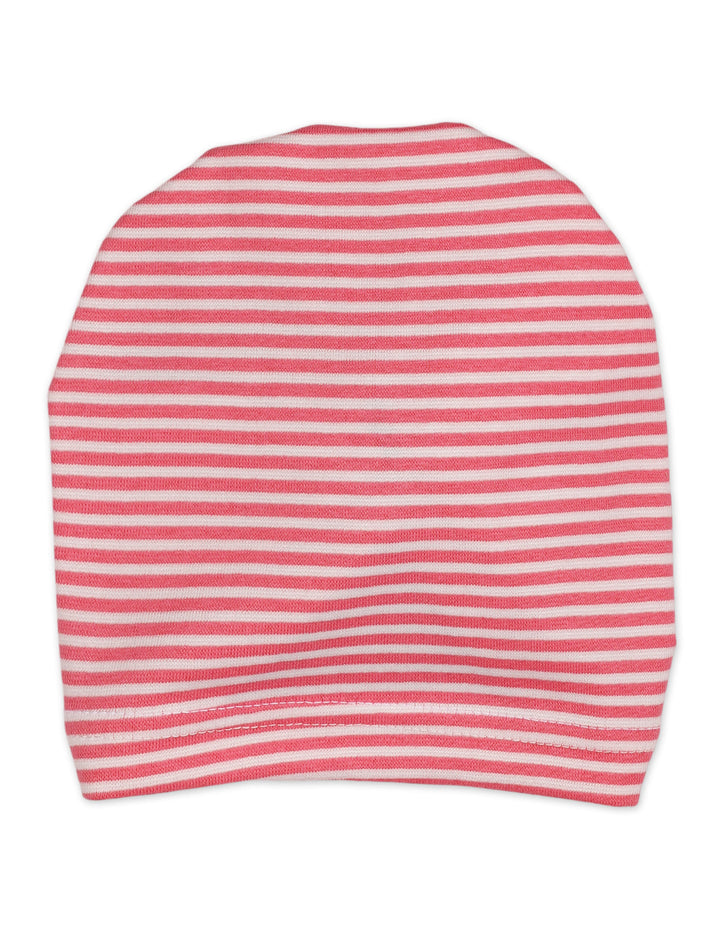 Newborn Girl Cap Flower Striped Pink and White at Zubaidas Official Pakistan