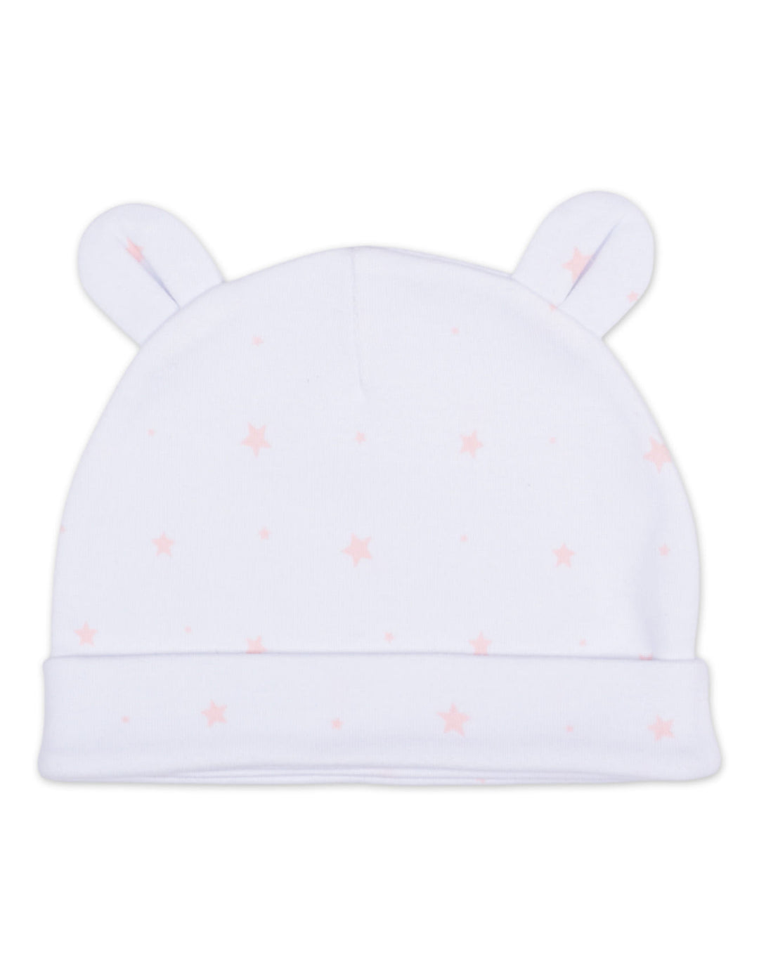 Newborn Girl Cap Mittens and Booties Set Peach Stars White at Zubaidas Official Pakistan
