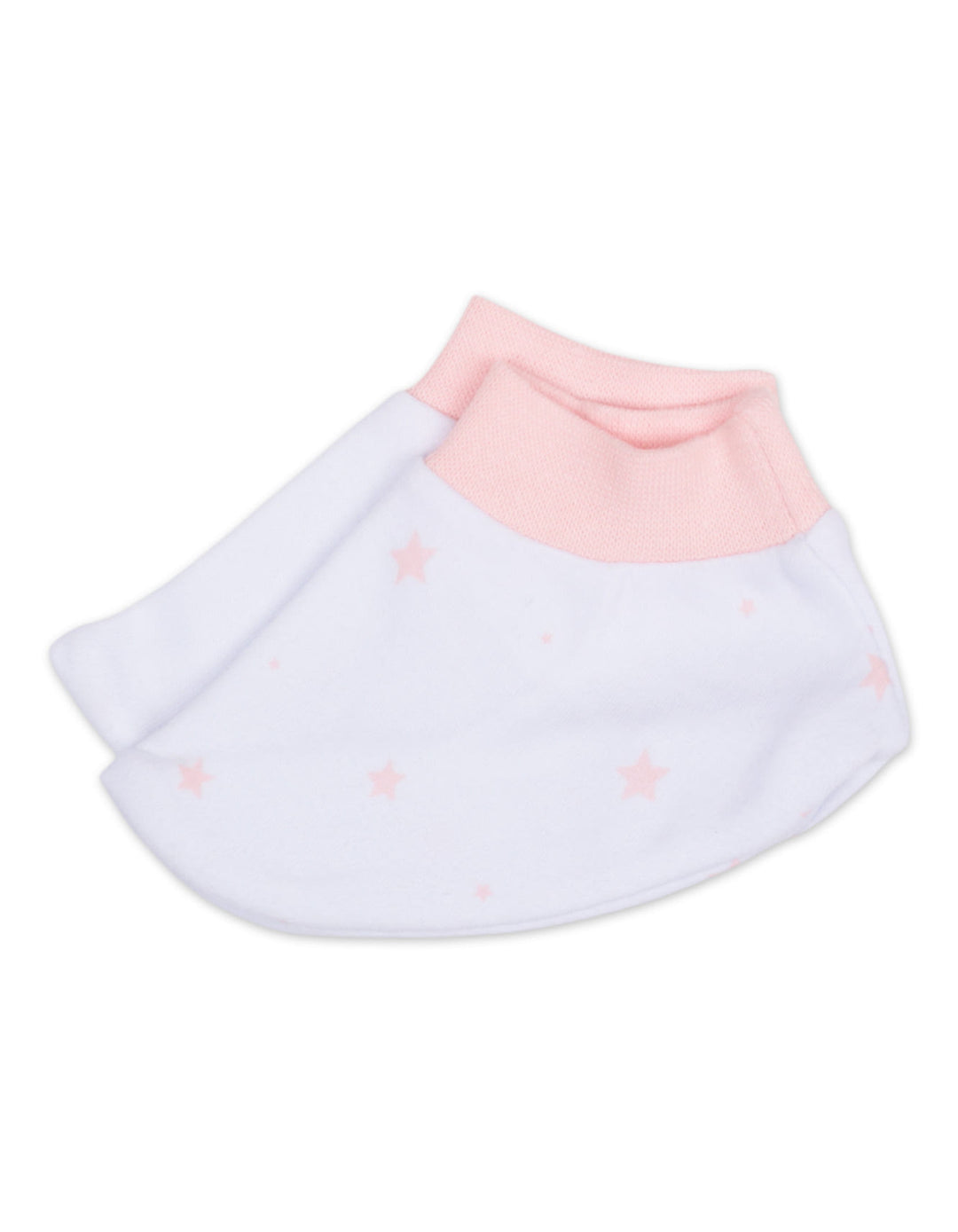 Newborn Girl Cap Mittens and Booties Set Peach Stars White at Zubaidas Best Online Baby and Kids Store in Pakistan