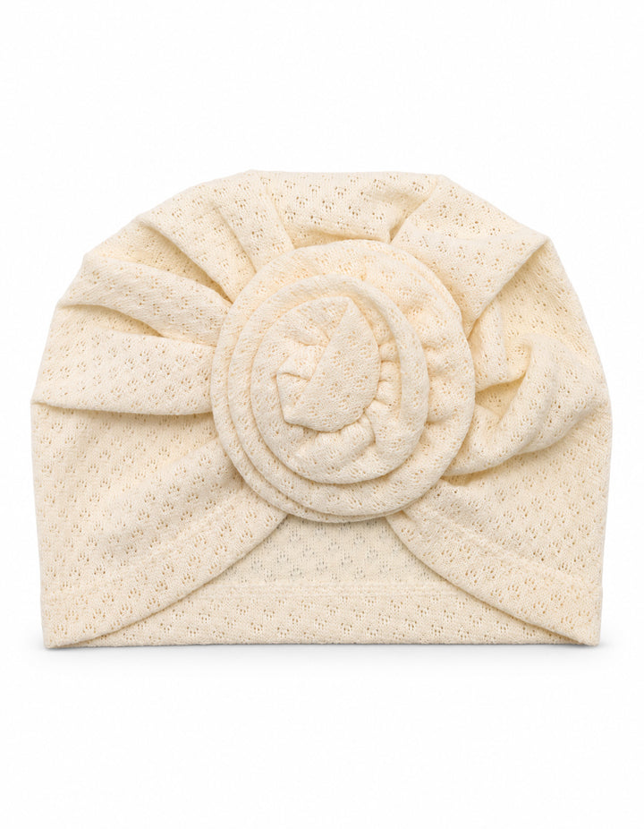 Newborn Girl Cap Rosette Cream at Zubaidas