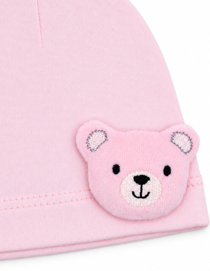 Newborn Girl Cap Teddy Bear Pink at Zubaidas Official Pakistan