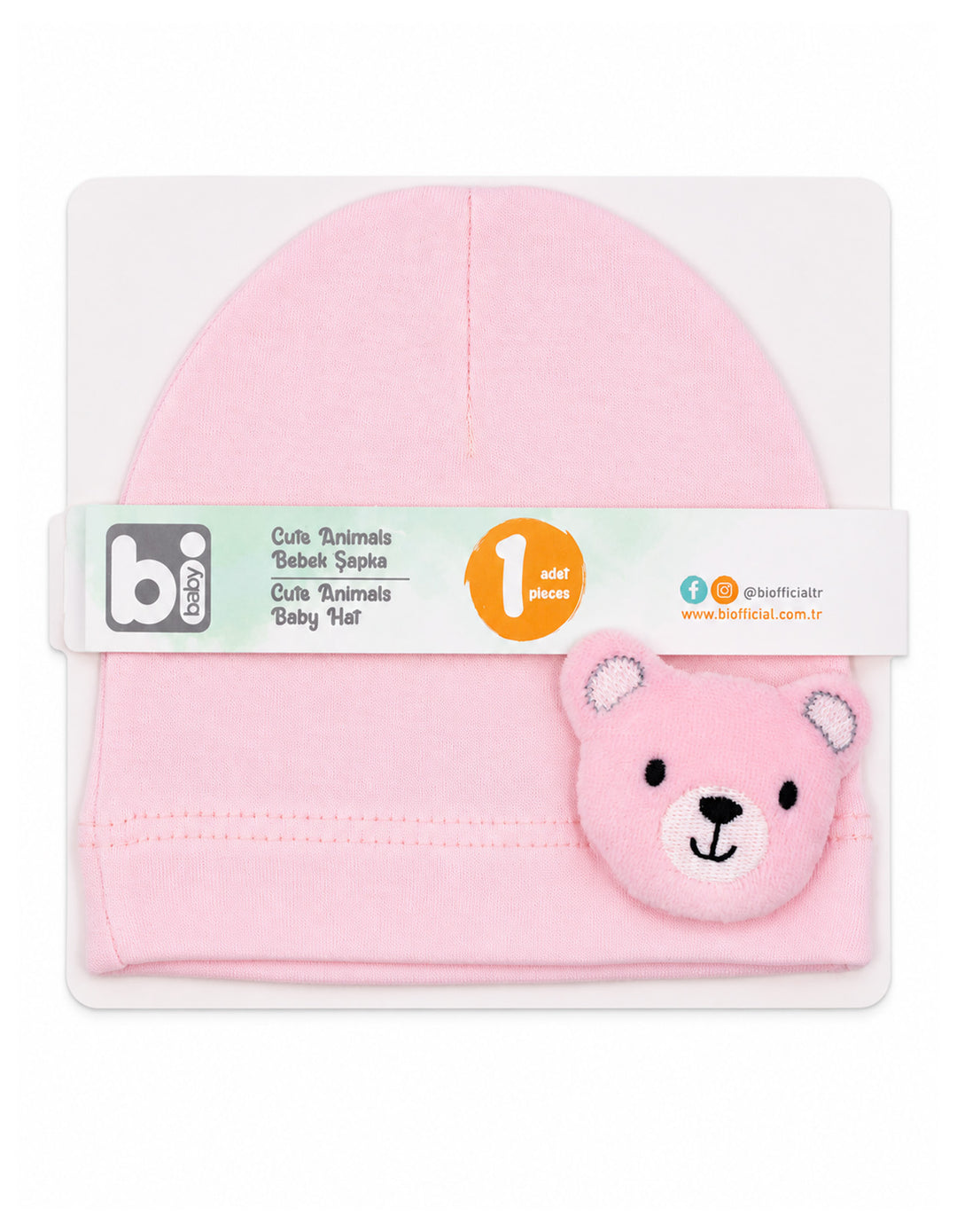 Newborn Girl Cap Teddy Bear Pink at Zubaidas Online Pakistan