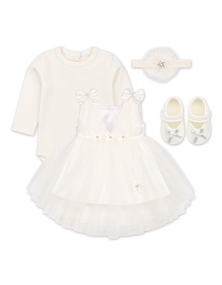 Newborn Girl Gift Set 4 Pcs Bow and Butterfly White at Zubaidas
