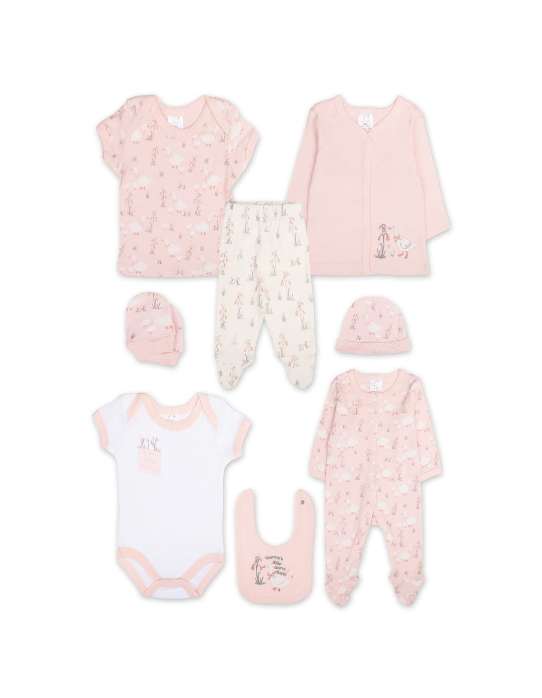 Newborn Girl Gift Set 8 Pcs Duck Theme Peach at Zubaidas