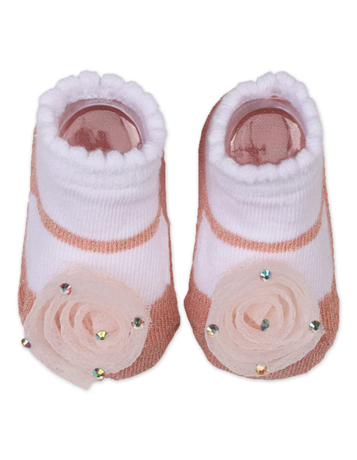 Newborn Girl Headband and Socks Set Floral Peach at Zubaidas Official Pakistan