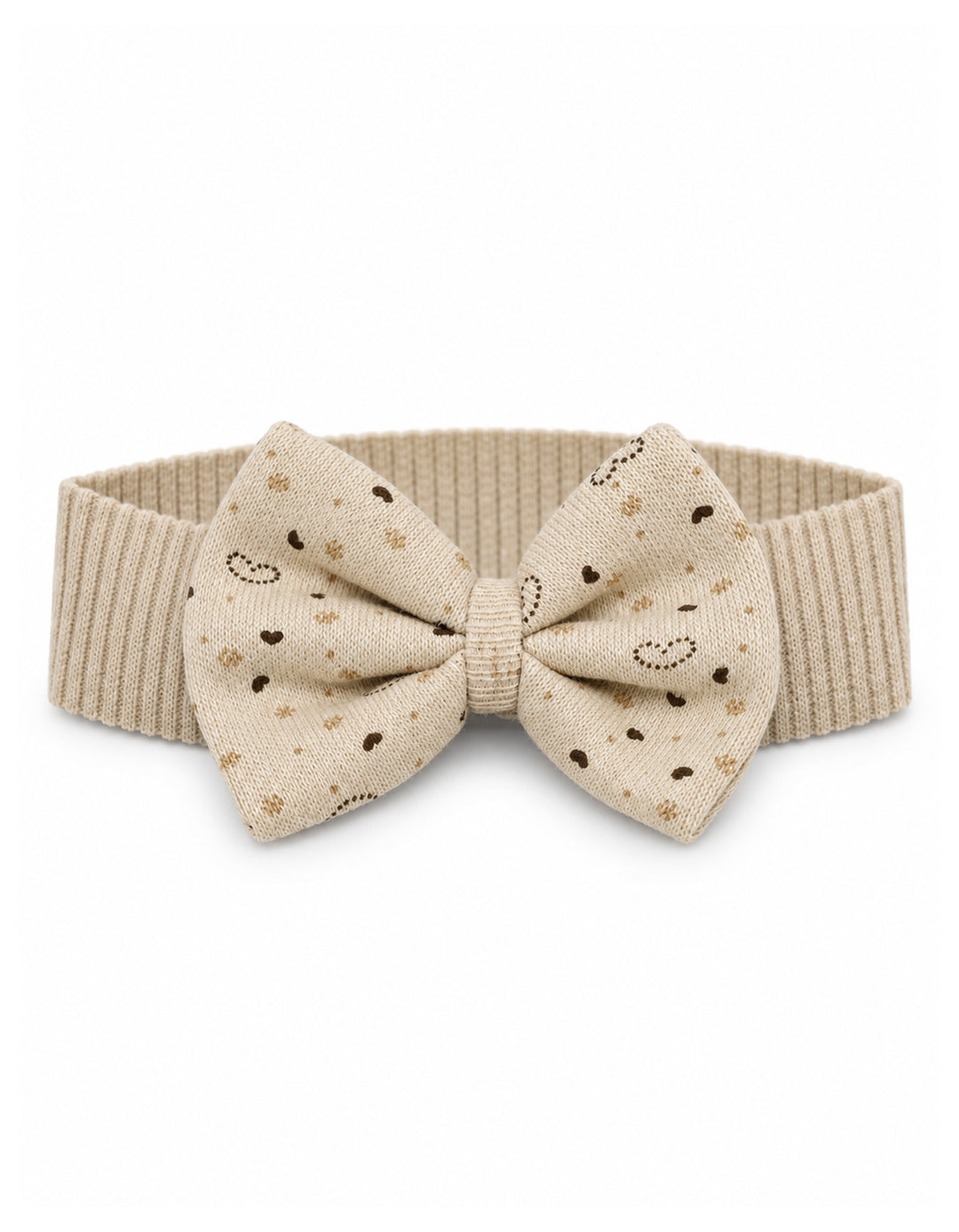 Newborn Girl Headband Bow Heart Beige at Zubaidas
