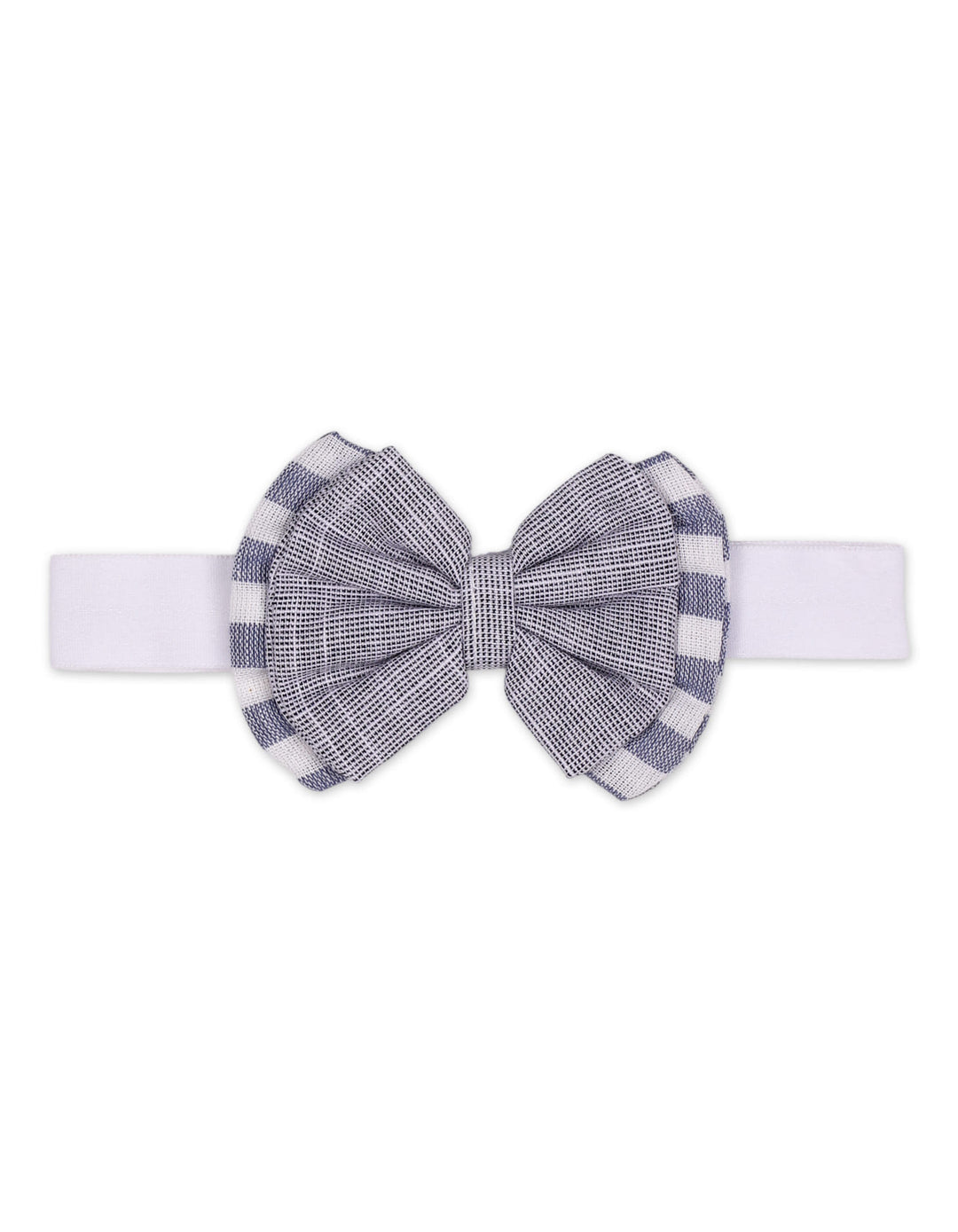 Newborn Girl Headband Checked Bow Grey and White at Zubaidas