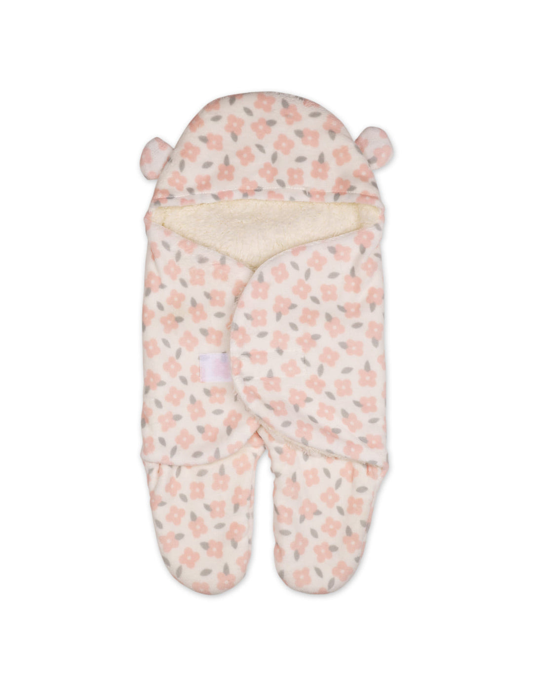 Newborn Girl Hooded Swaddle Floral Pink and White at Zubaidas Official Pakistan