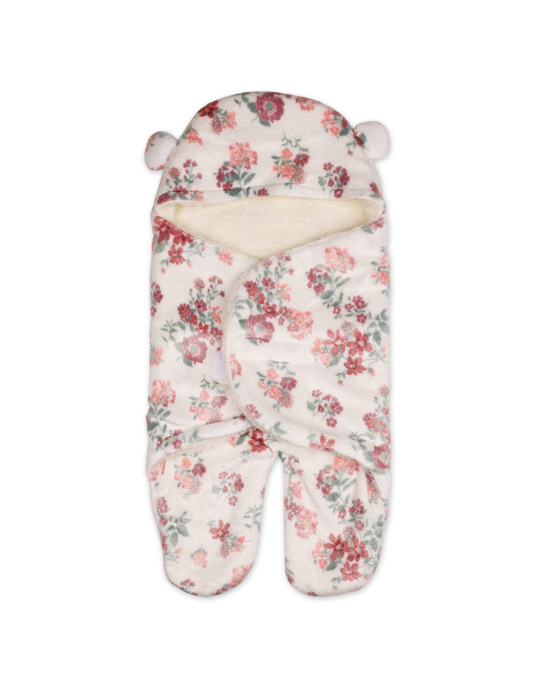 Newborn Girl Hooded Swaddle Floral Red and White at Zubaidas Official Pakistan