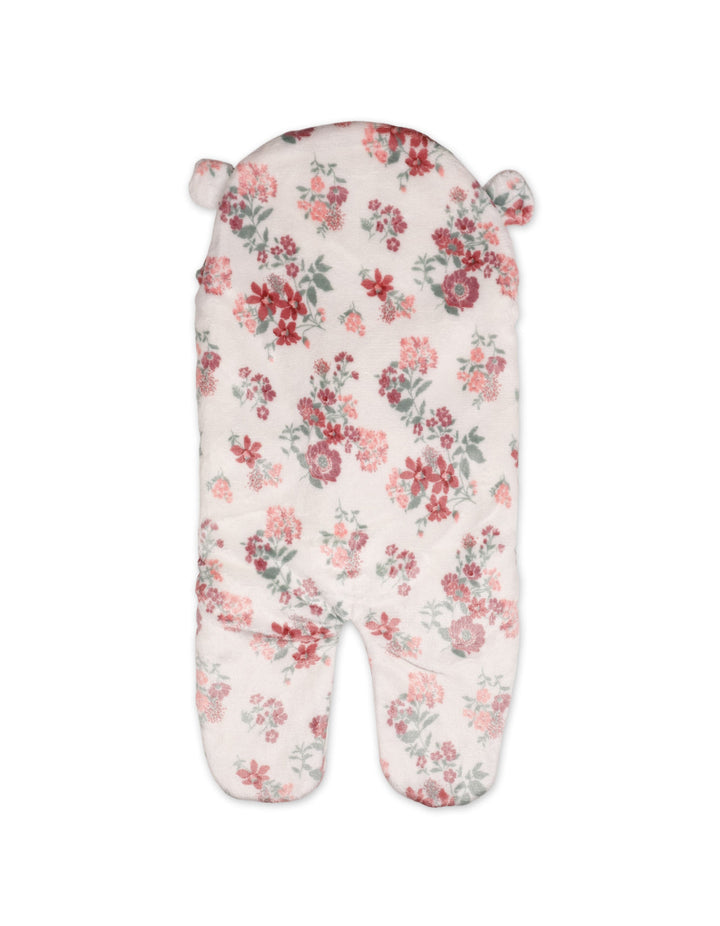 Newborn Girl Hooded Swaddle Floral Red and White at Zubaidas Online Pakistan