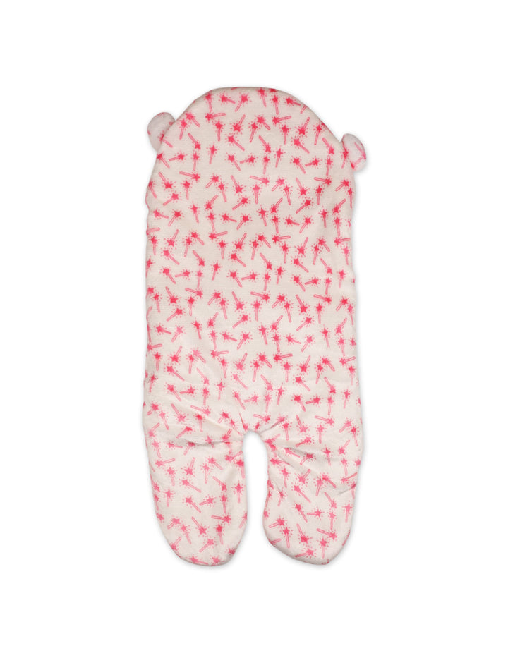 Newborn Girl Hooded Swaddle Star Pink and White at Zubaidas Online Pakistan