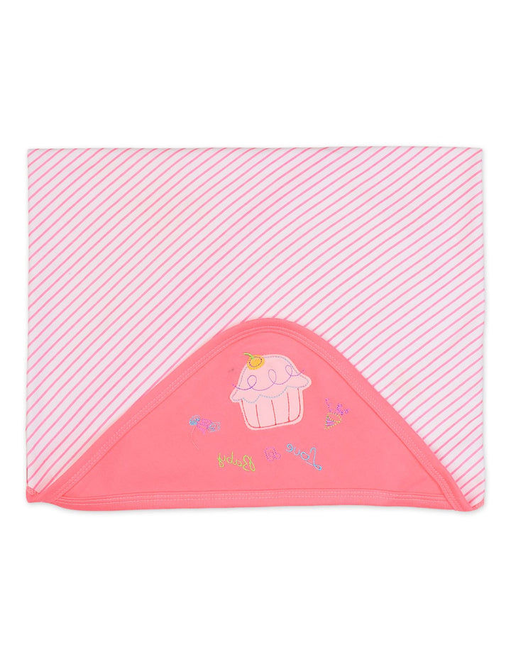 Newborn Girl Hooded Wrapping Sheet Pink at Zubaidas Online Pakistan