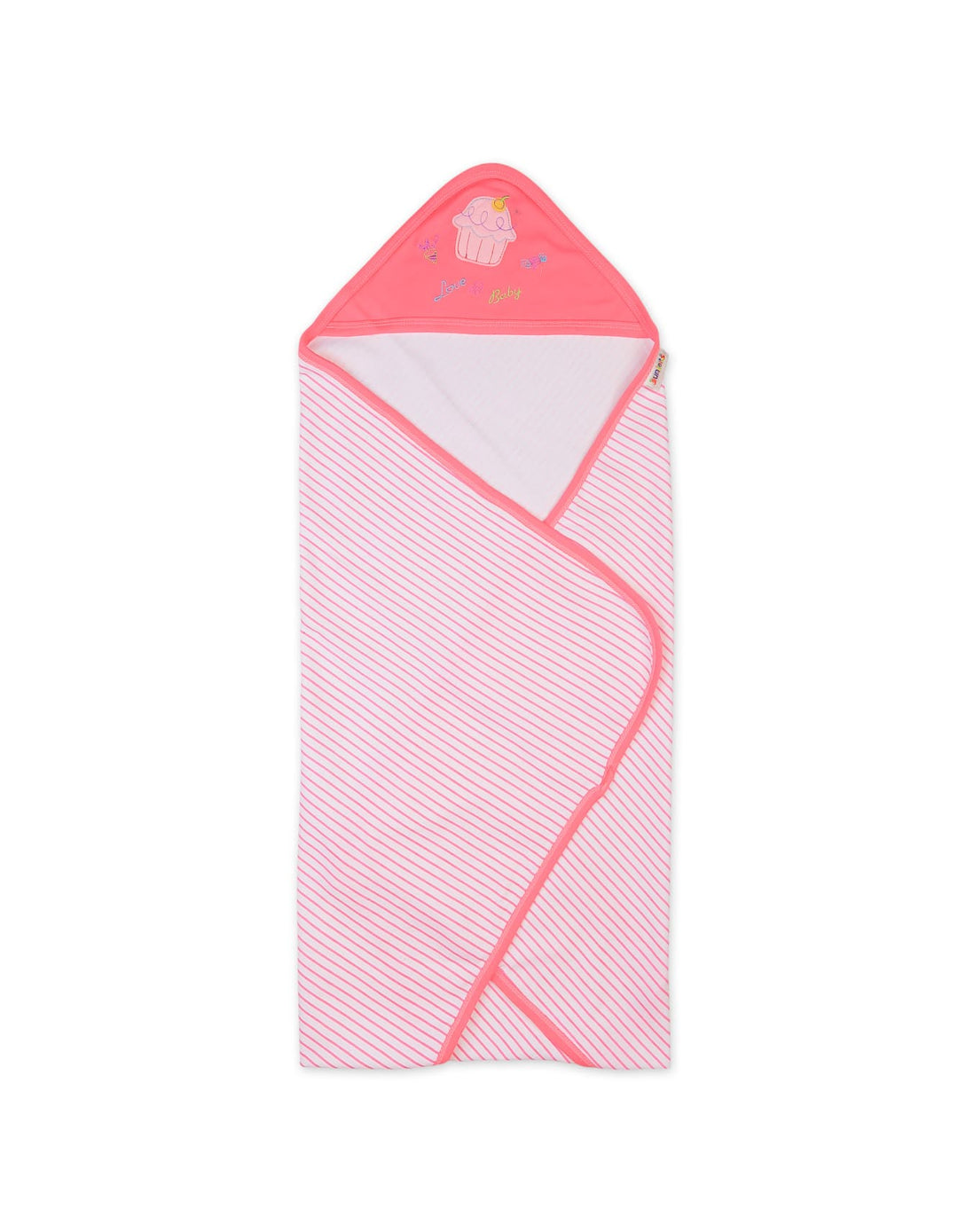 Newborn Girl Hooded Wrapping Sheet Pink at Zubaidas