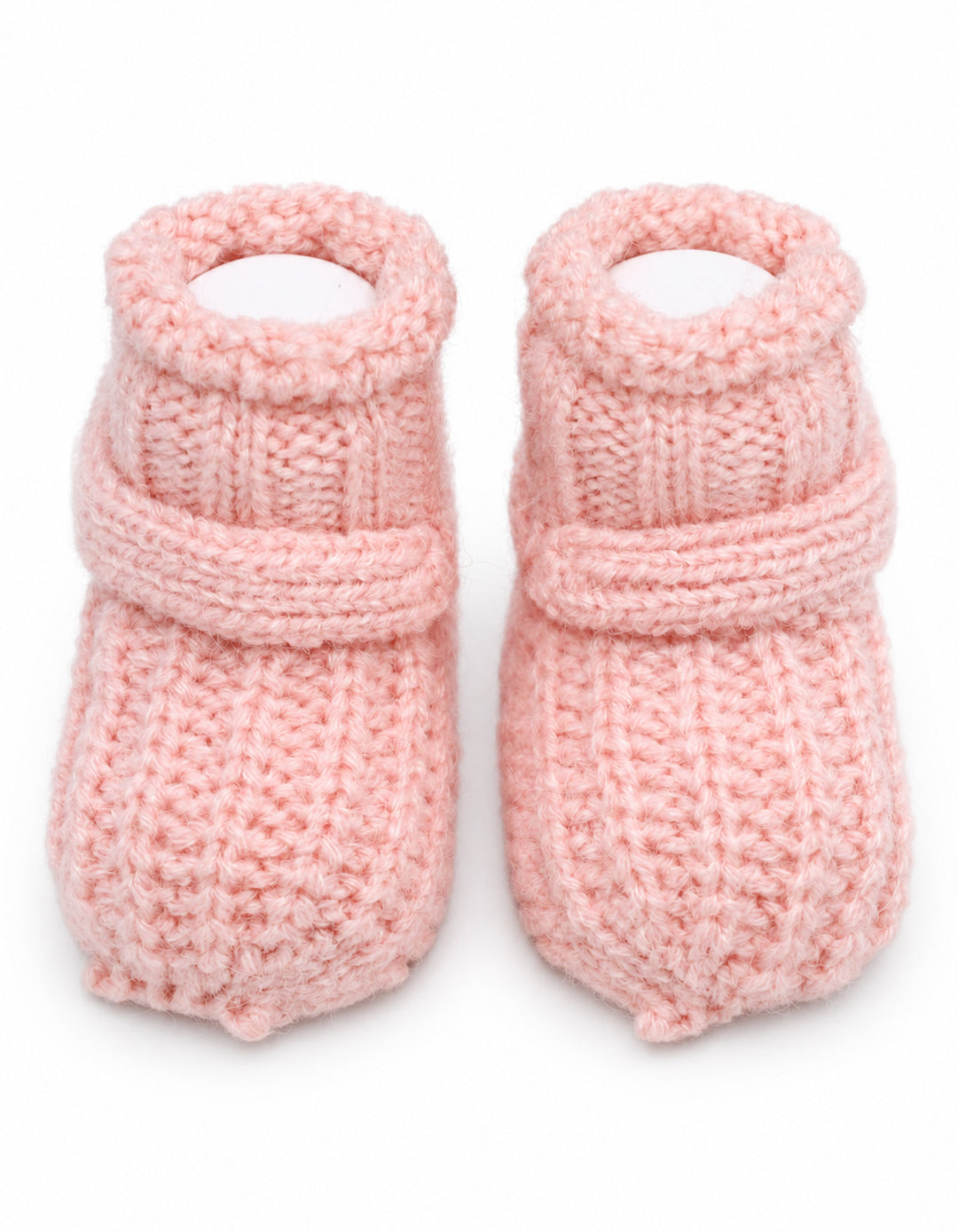 Newborn Girl Knitted Booties with Decorative Button Pink at Zubaidas Online Pakistan