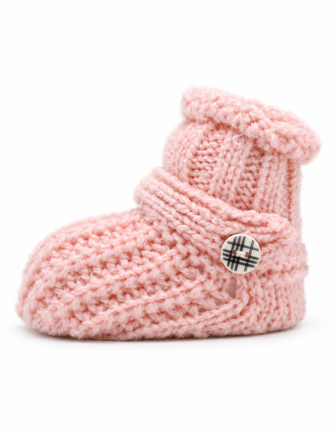 Newborn Girl Knitted Booties with Decorative Button Pink at Zubaidas Best Online Baby and Kids Store in Pakistan
