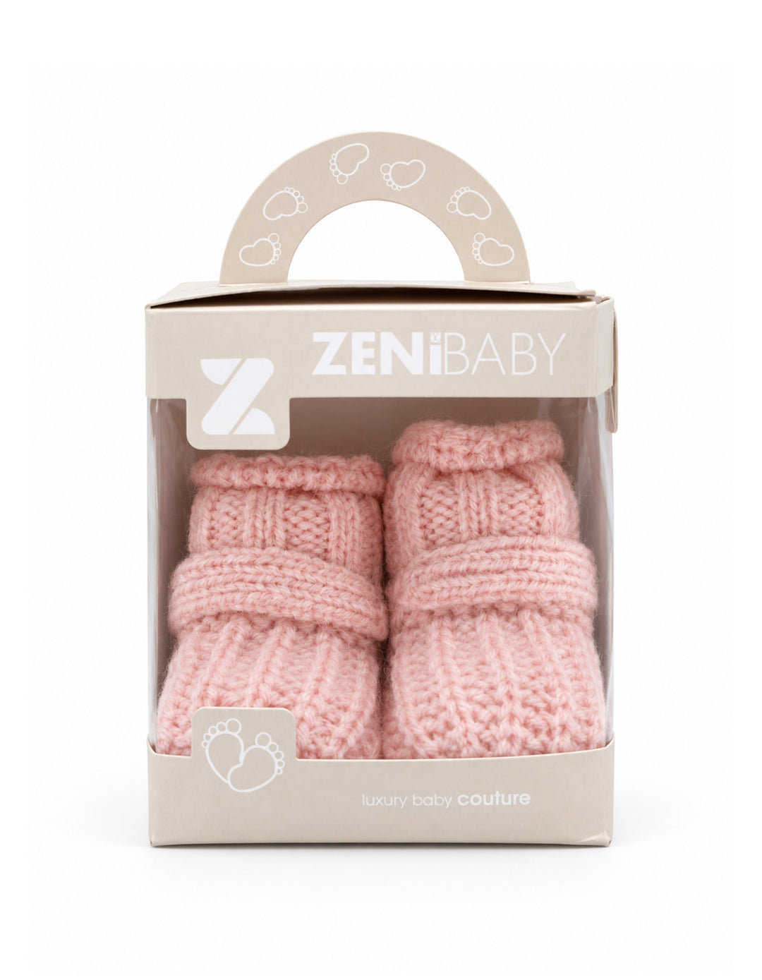 Newborn Girl Knitted Booties with Decorative Button Pink at Zubaidas