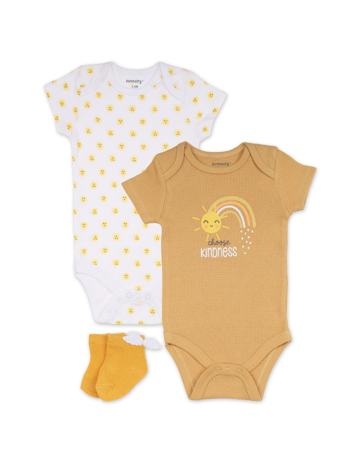 Newborn Girl Short Sleeve Bodysuits 2 Pcs with Socks Choose Kindness at Zubaidas
