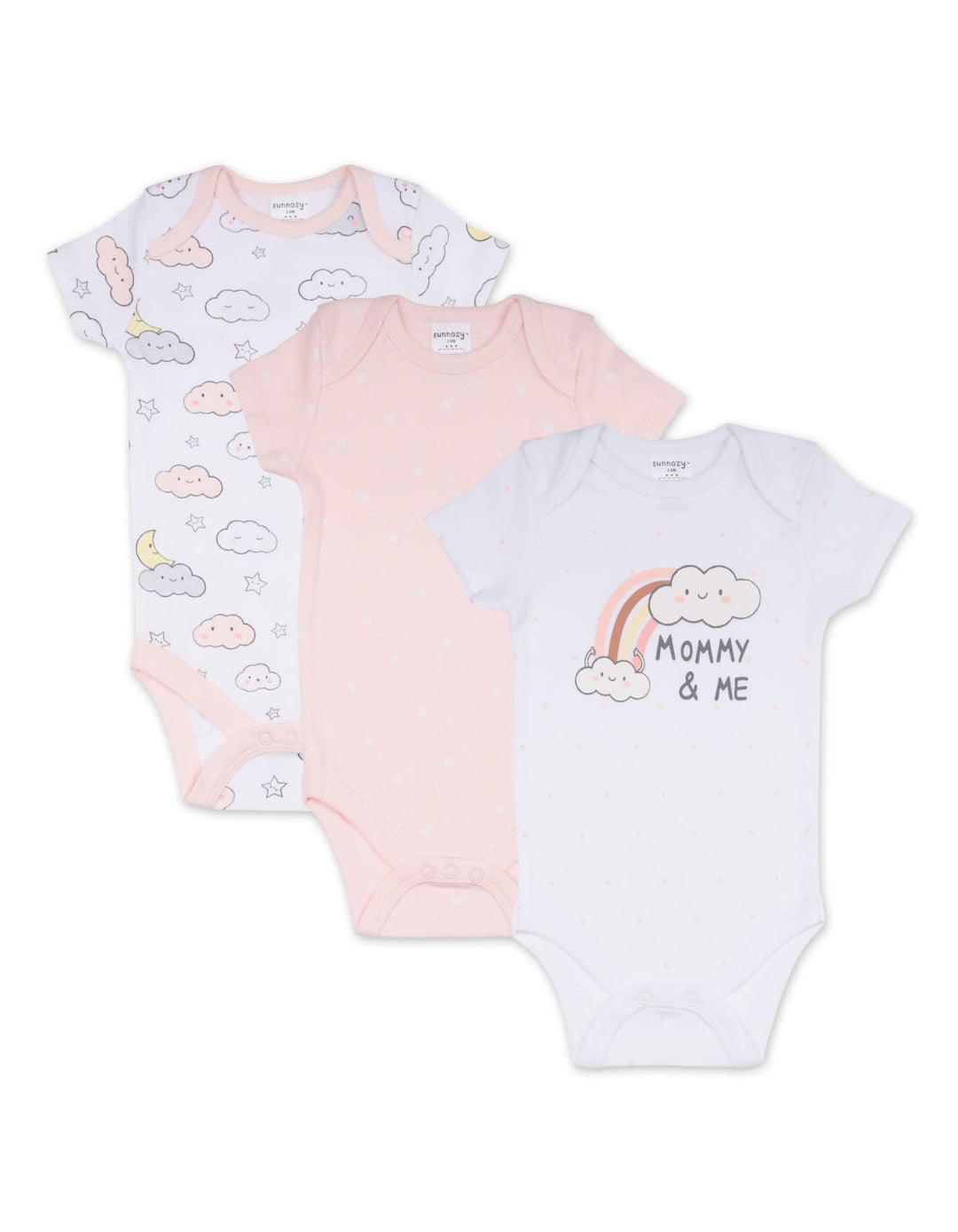 Newborn Girl Short Sleeve Bodysuits Pack of 3 Mommy and Me at Zubaidas