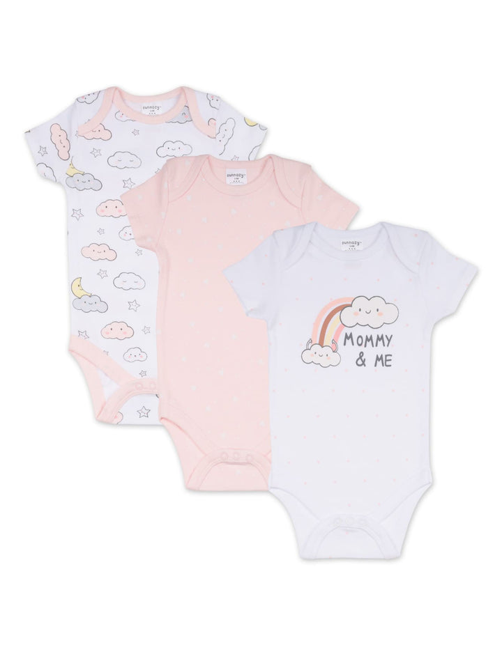 Newborn Girl Short Sleeve Bodysuits Pack of 3 Mommy and Me at Zubaidas