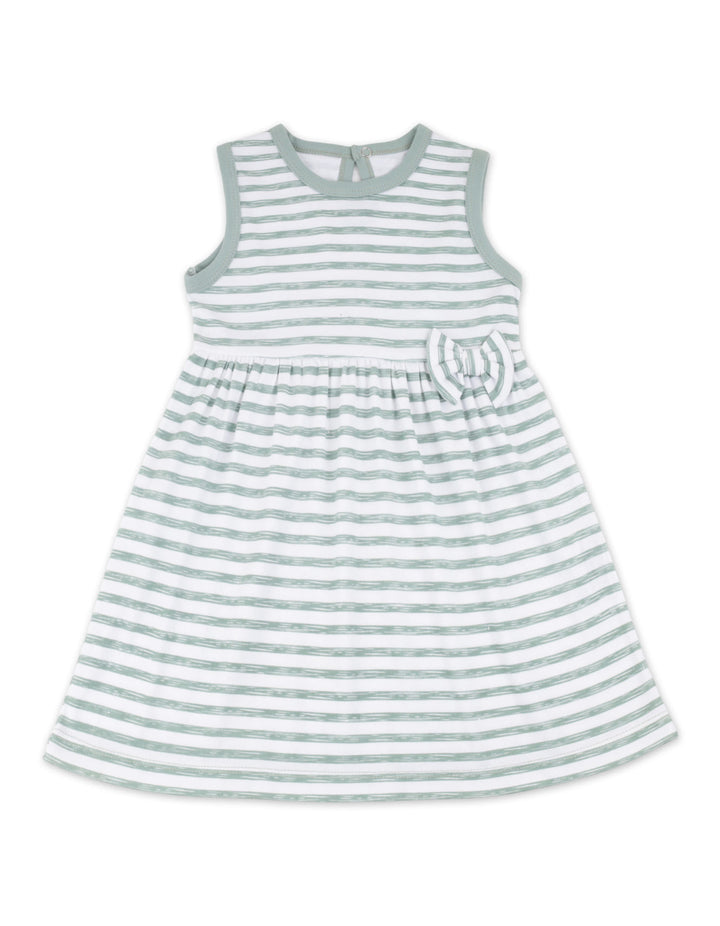 Newborn Girl Summer 3 Pieces Suit Set Bambies Striped Green at Zubaidas Official Pakistan