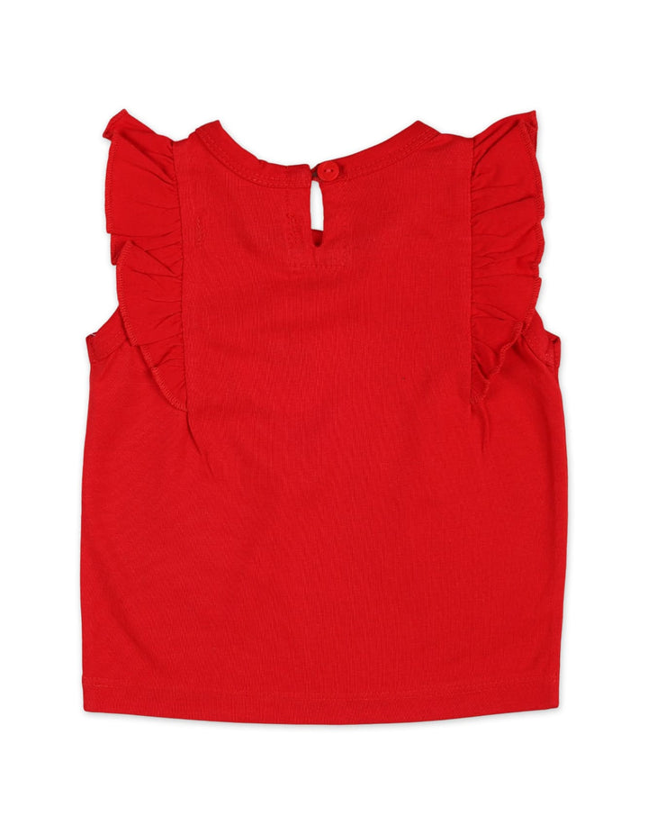 Newborn Girl Summer Tank Top Bambies Sleeveless Frill Red at Zubaidas Best babyshop Pakistan