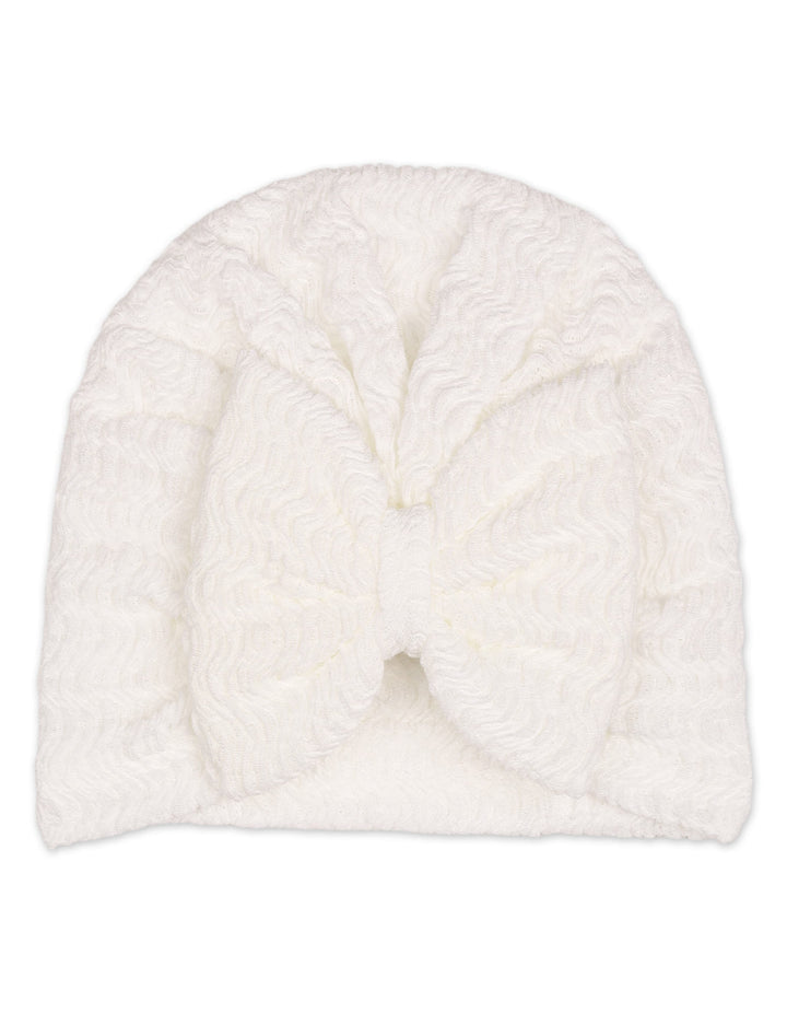 Newborn Girl Turban Cap Bow White at Zubaidas