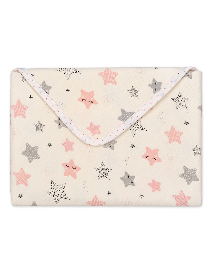 Newborn Girl Wrapping Sheet Star Off White and Pink at Zubaidas Online Pakistan