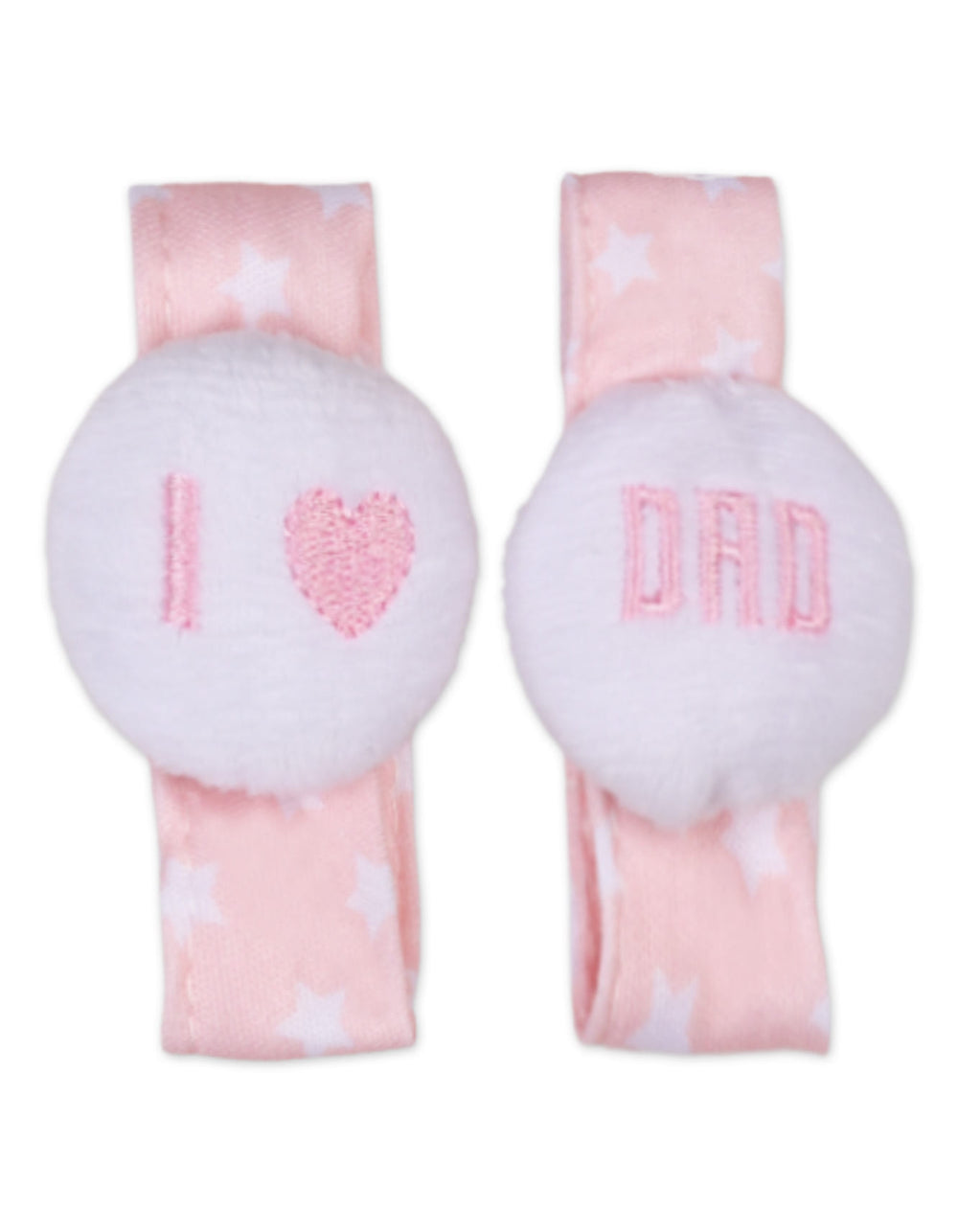 Newborn Girl Wrist Rattle Band I Love DAD Pink at Zubaidas Pakistan